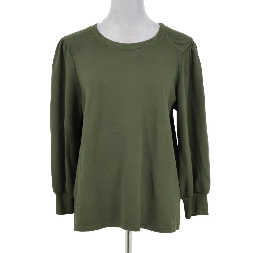 Michael Stars Sweatshirt Womens Small Green All Cotton Top Pullover Preppy